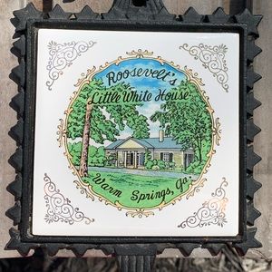 Vintage Souvenir Historic FDR Retreat Iron Eagle Tile Trivet